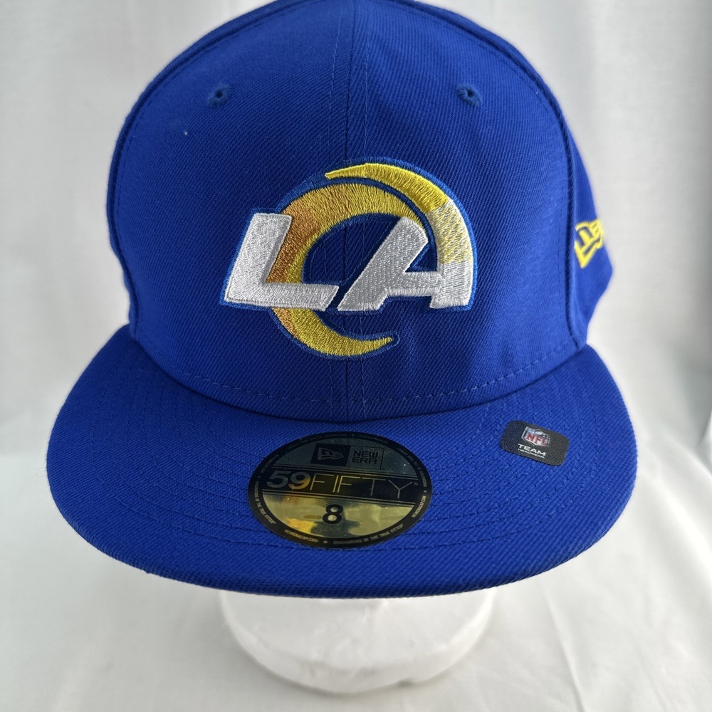 New Era Los Angeles Rams St. Louis Patch 59FIFTY Fitted Hat Cap Blue Sz 8
